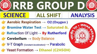RRB GROUP D EXAM 2026 | SCIENCE ANALYSIS | ALL SHIFTS | PART 3 | AUGUST | SCIENCE QUESTIONS ANALYSIS