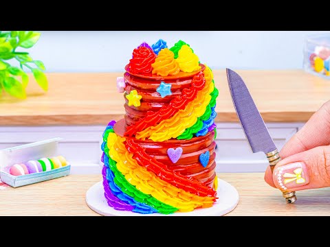 Miniature Rainbow Buttercream Cake Decorating 🌈1000+ So Yummy Chocolate Cake Recipe by Baking Yummy