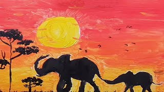 Acrilic Painting  🎨 ELEPHANTS 🎨| How to Draw | Magic Paintings