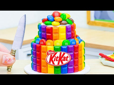 AMAZING Miniature Rainbow KITKAT Cake Decorating Tutorial | Best Of Mini Cake Compilation