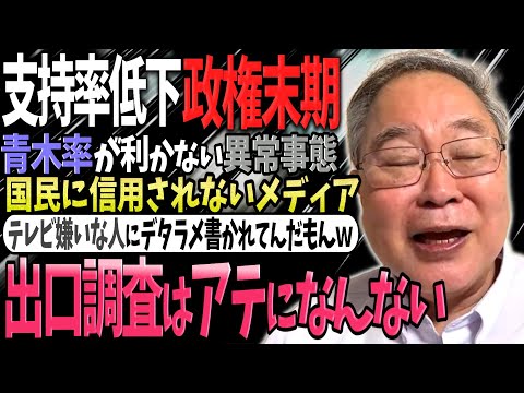 【髙橋洋一】青木率が使えないレベルで支持率低迷する異常事態に愕然とする髙橋洋一さん「石破さん人気だから勝ったんじゃないの!?ｗ」「スタートしたら政権末期って聞いたことないよ!ww」【補足説明】