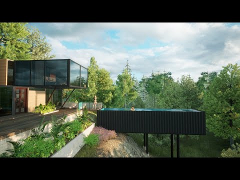 Stylish 2Bed Shipping Container House with Container Floating Pool!