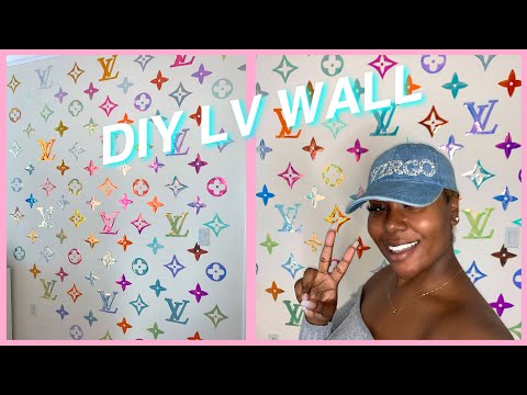 DIY HOLOGRAPHIC LOUIS VUITTON WALL (EVERYTHING BY HAND)* CUTE HOME DECOR *