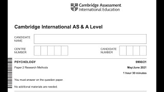 How to Answer A-Levels Psychology Paper 2- Research Methods for AS
