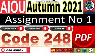 AIOU Code 248 Solved Assignment No.1 Autumn 2021 || Mathematics – II (Urdu) || Level: Matric