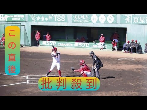 広島東洋カープが宮崎キャンプで紅白戦、宮崎市出身・羽月隆太郎選手の安打などでスタンドわく