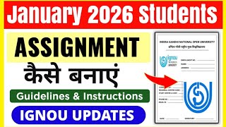 IGNOU January 2026 Students Assignment Preparation Instructions & Guidelines | Ignou Assignment 2026