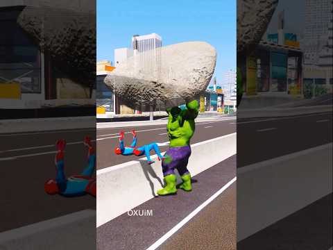 HULK SAVES SPIDER-MAN FROM GIANT ROCK 🤯 #shorts #gta5