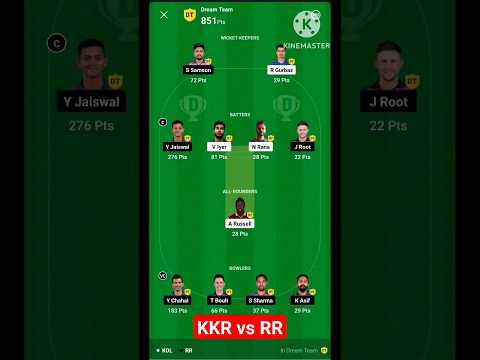 🏆 KKR vs RR 🏆 || dream team yesterday match #dream #dream11 #dream11ipl #subscribe