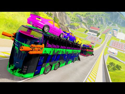 HT Gameplay # 28 | Bus vs Epic High Speed Jumps & Supper Cars vs Massive Speed Bumps Fail Deep Water