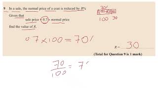 Decimal Multiplier in Reverse to a Percentage Reduction (Wprk Backwards)