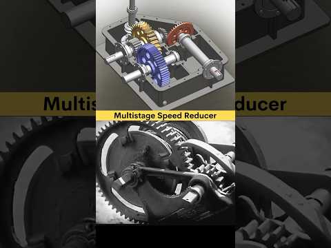 Multistage speed reducer- Guess Gear Ratio ⁉️Comment Now… #gearbox #machine #solidworks #caddesign