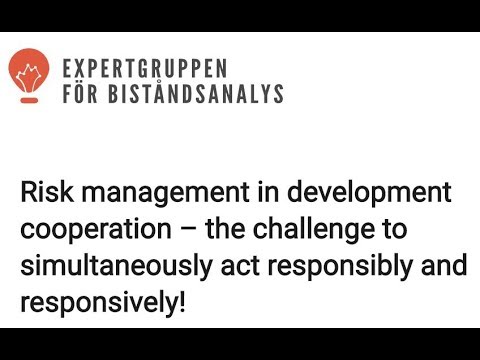 Risk management in development cooperation