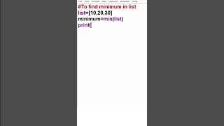 How to find minimum number in list in Python using min( ) function?