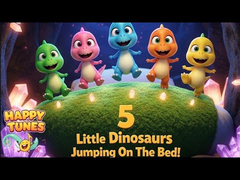 🦖Five Little Dinosaurs Jumping on the Bed | Fun Nursery Rhyme for Toddlers