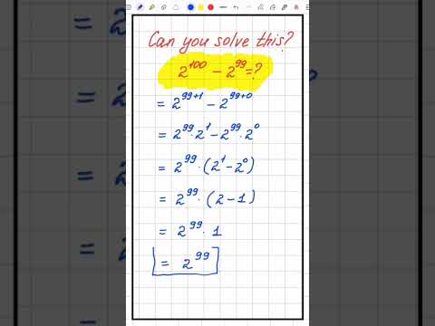 No Calculator Allowed! | 2^100 - 2^99 = ? | Math Puzzle #shorts #math #mathstricks