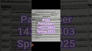 AIOU code 1431/5403 past paper spring 2025 #theaiou #aiou #aiouupdate #aioupapers