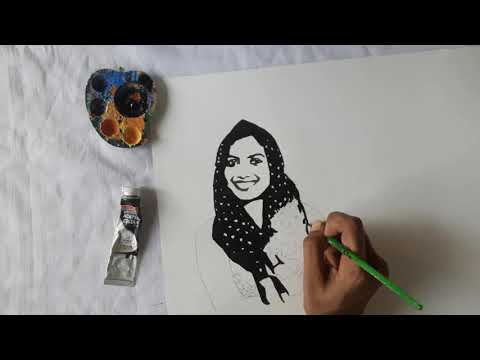 STENCIL ART/acrylic portrait painting/black and white vector art