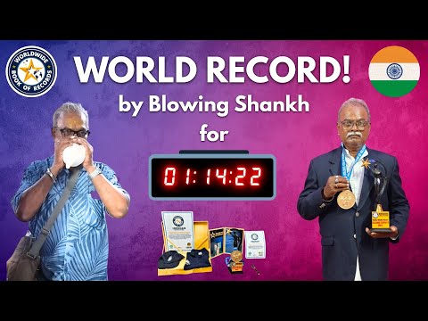World Record! Blowing Conch Shell for 1 Hour + Nonstop | World Wide Book Record | Gajanan S Ingle