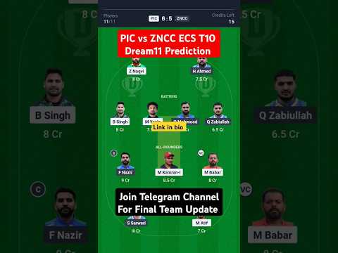 PIC vs ZNCC Dream Prediction, PIC vs ZNCC Dream Team, PIC vs ZNCC T10 Match Prediction, PIC vs ZNCC