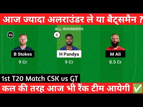 आज का IPL Dream11 कौन जीतेगा? Chennai Super kings vs Gujarat Titans | Fantasyprediction Pitch Report
