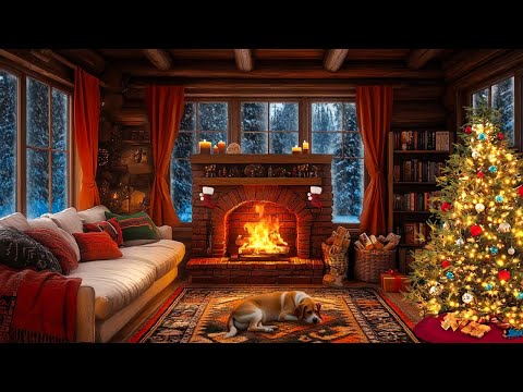 Winter Cabin in a Snowstorm Night❄️ | Warm Your Soul with Fireplace Sounds | Heal, Sleep, Focus💤