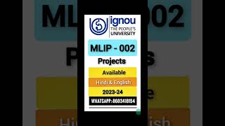 ignou mlis project available 2023-24 WhatsApp:- 8603418154. Order Now. In English and Hindi