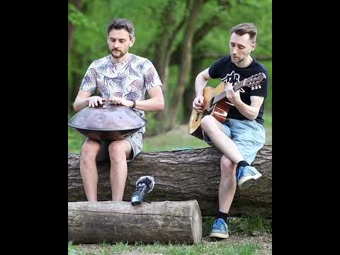 handpan and guitar improvisation in forest. @demeliora #handpan #music  #meditation #guitar #shorts