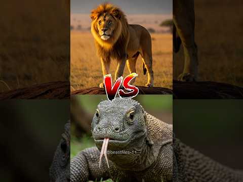 Komodo Dragon vs. Lion – who wins this deadly showdown? #wildanimals #lions #komododragons #shorts