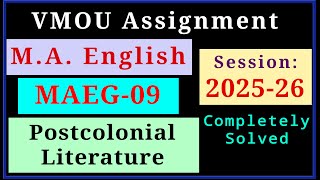 VMOU MAEG 09 Assignment July 2025 January 2026 VMOU MA English Assignment 2025-26 Final Year Solved
