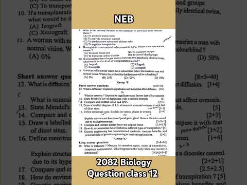 2082 Class 12 Biology question paper#exam #neb