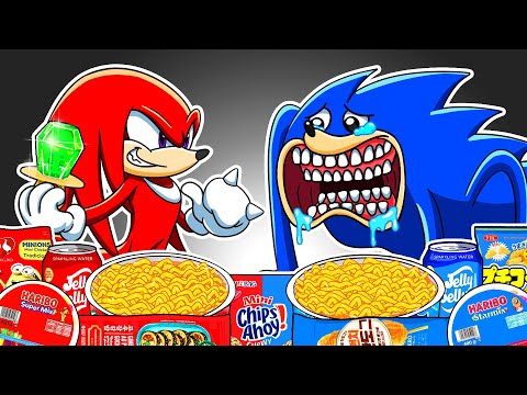 Convenience Store BLUE RED Mukbang Challenge with SHIN SONIC | Animation | Tasty Toon MUKBANG