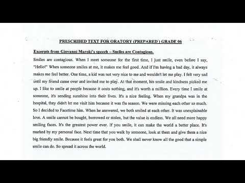 Smiles are Contagious | Excerpts from Giovanni Maroki's speech | Oratory(prepared) grade 06