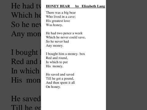 Honey bear by Elizabeth Lang/English day competition 2023/Grade 04/Poetry Recitation