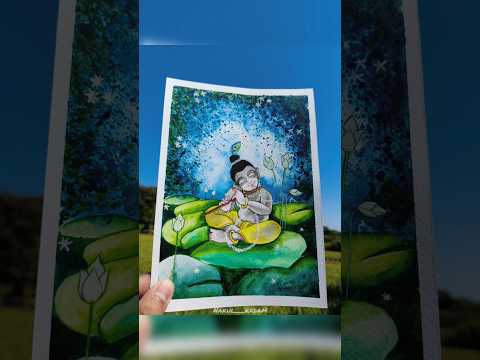 Krishna watercolor painting 🎨🖌️ #krishna  #radhakrishna  #painting  #watercolour  #tutorial  #art