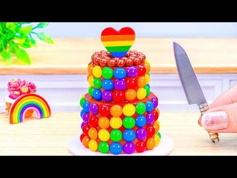 Miniature Rainbow Chocolate Cake 🌈 Satisfying Rainbow Jelly Cake Decorating by Mini Cake