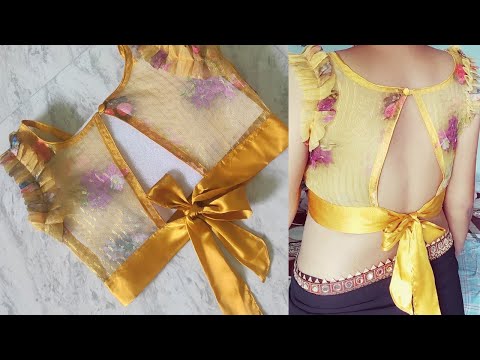 Lapeta blouse design | Bow back neck design | Back knot blouse design |@Pooja's_Saree_Sensations