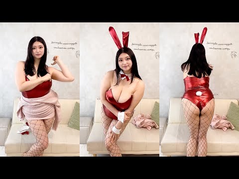 【のー○んのー○ら】Kカップが赤バニーを着てみたら...