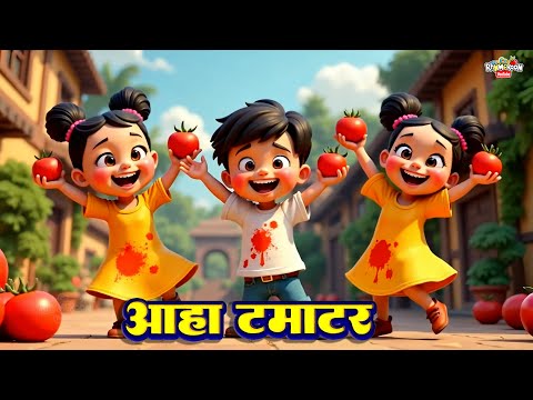 Aaha Tamatar Bade Mazedar - आहा टमाटर - Nursery Rhymes | Kids Song in Hindi | #Rhymesroon #cartoon
