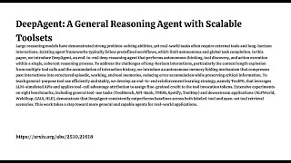 DeepAgent: A General Reasoning Agent with Scalable Toolsets