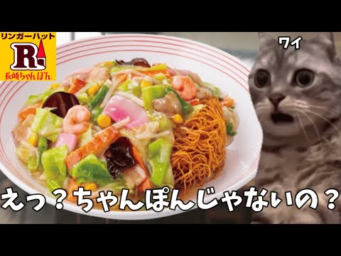 【リンガーハット】皿うどんと餃子ライスのセットを食べて優勝する話【長崎ちゃんぽん】#猫ミーム #猫マニ