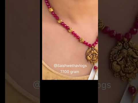 7 gram ganesh Lakshmi red beads middle necklace #yt #shots #new @Saishwethavlogs