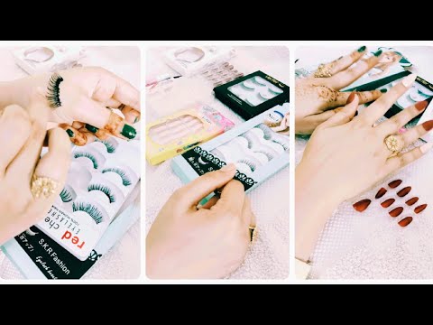 how to apply artificial nails/how to apply eyelashes/complete vedio for party and marriage make over