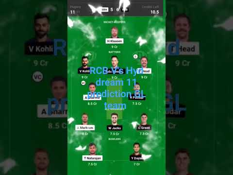 RCB V's Hyd dream 11 prediction GL team #2024ipl #ipl #dream11 #msdhoni #viratkohli #cricket #viral