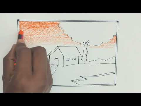 Drawing with oil pastels for beginners |landscape painting | #artisticnatha #landscape #drawing #art