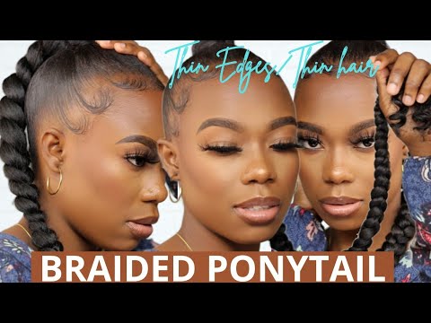 DIY Quick & Easy Ponytail with Braiding Hair on Short Thin Hair/Thin Edges- Beginner Friendly