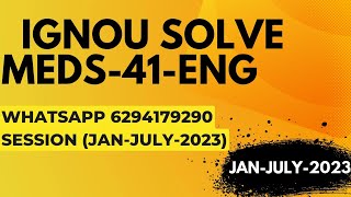 meds 41 solved assignment 2022-23 | meds 41 solved assignment in english 2022-2023 | meds 41 2023