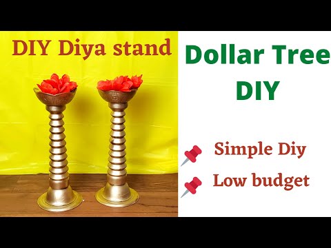 Pooja Diya Stand DIY | Kuthuvillaku DIY | Dollar Tree | #diwalidecoration #diyadecoration #diwali