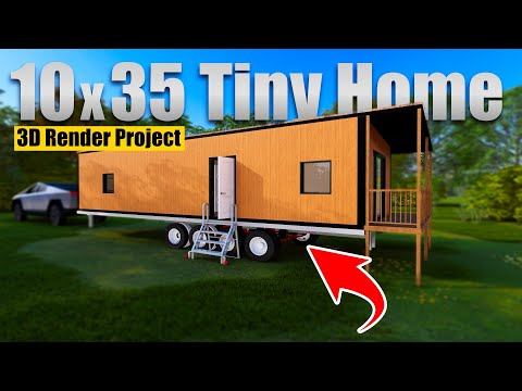 10x35 Tiny Home on Wheels | Stunning 3D Render Pulled by Cybertruck