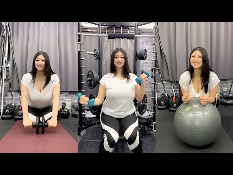 【ノーブラ】Kカップがジムで筋トレしてるだけの動画です...